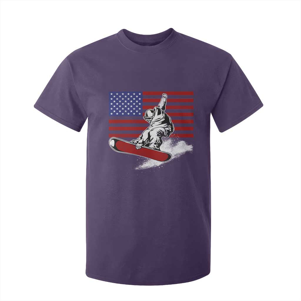 Funny Snowboarding Lover American Flag Winter Sport T Shirt For Kid TS11 Purple Print Your Wear