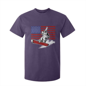 Funny Snowboarding Lover American Flag Winter Sport T Shirt For Kid TS11 Purple Print Your Wear