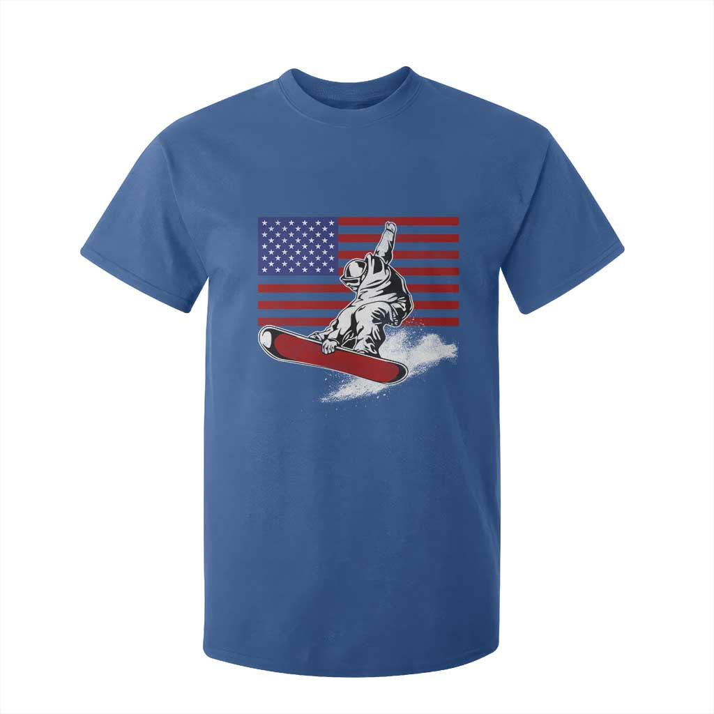 Funny Snowboarding Lover American Flag Winter Sport T Shirt For Kid TS11 Royal Blue Print Your Wear