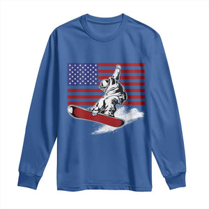 Funny Snowboarding Lover American Flag Winter Sport Long Sleeve Shirt TS11 Royal Blue Print Your Wear
