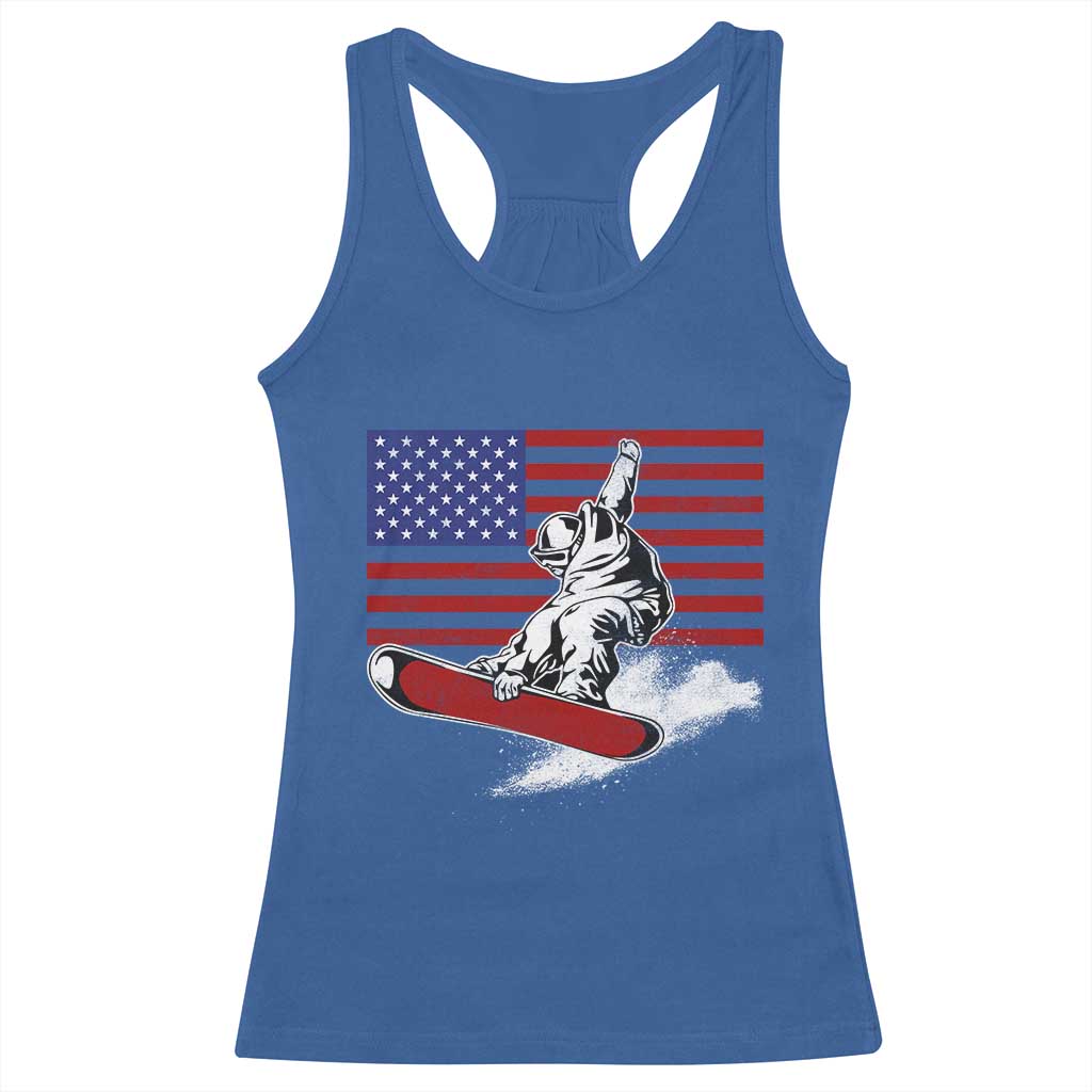 Funny Snowboarding Lover American Flag Winter Sport Racerback Tank Top TS11 Royal Blue Print Your Wear