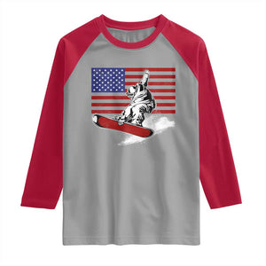 Funny Snowboarding Lover American Flag Winter Sport Raglan Shirt TS11 Sport Gray Red Print Your Wear