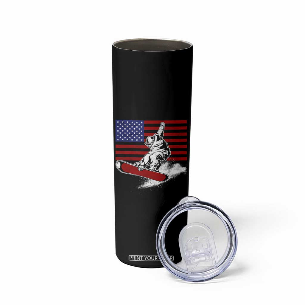 Funny Snowboarding Lover American Flag Winter Sport Skinny Tumbler TS11 Print Your Wear