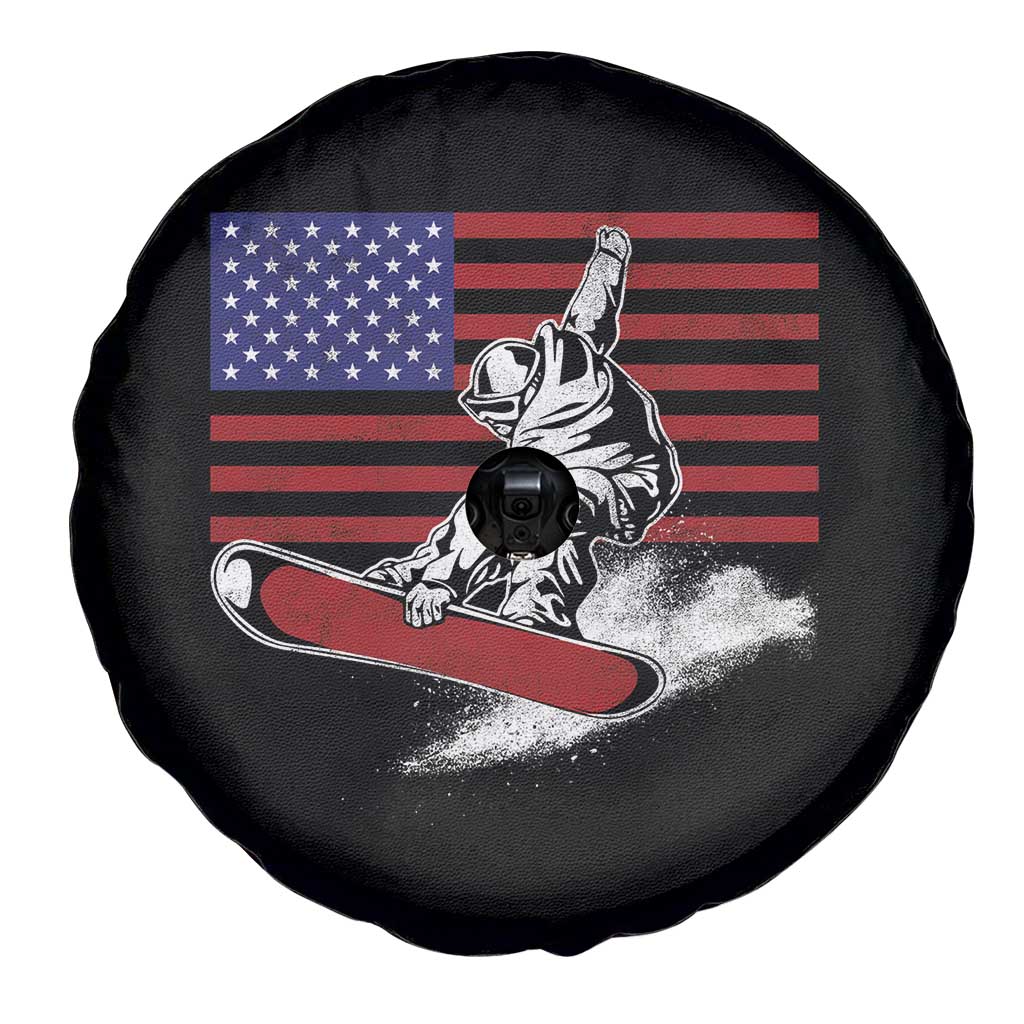 Funny Snowboarding Lover American Flag Winter Sport Spare Tire Cover TS11 Print Your Wear