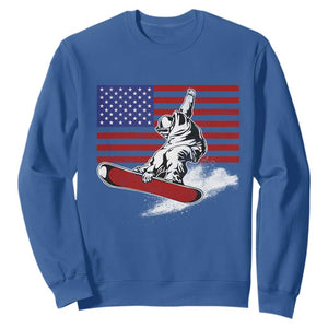 Funny Snowboarding Lover American Flag Winter Sport Sweatshirt TS11 Royal Blue Print Your Wear