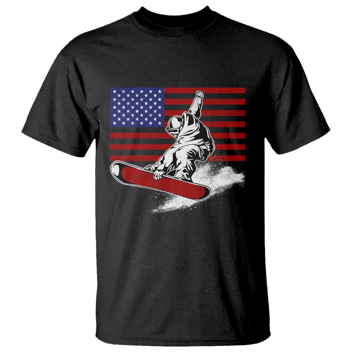 Funny Snowboarding Lover American Flag Winter Sport T Shirt TS11 Black Print Your Wear