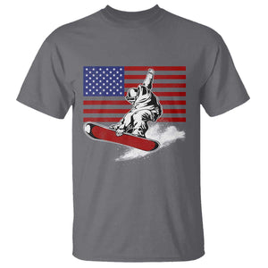 Funny Snowboarding Lover American Flag Winter Sport T Shirt TS11 Charcoal Print Your Wear