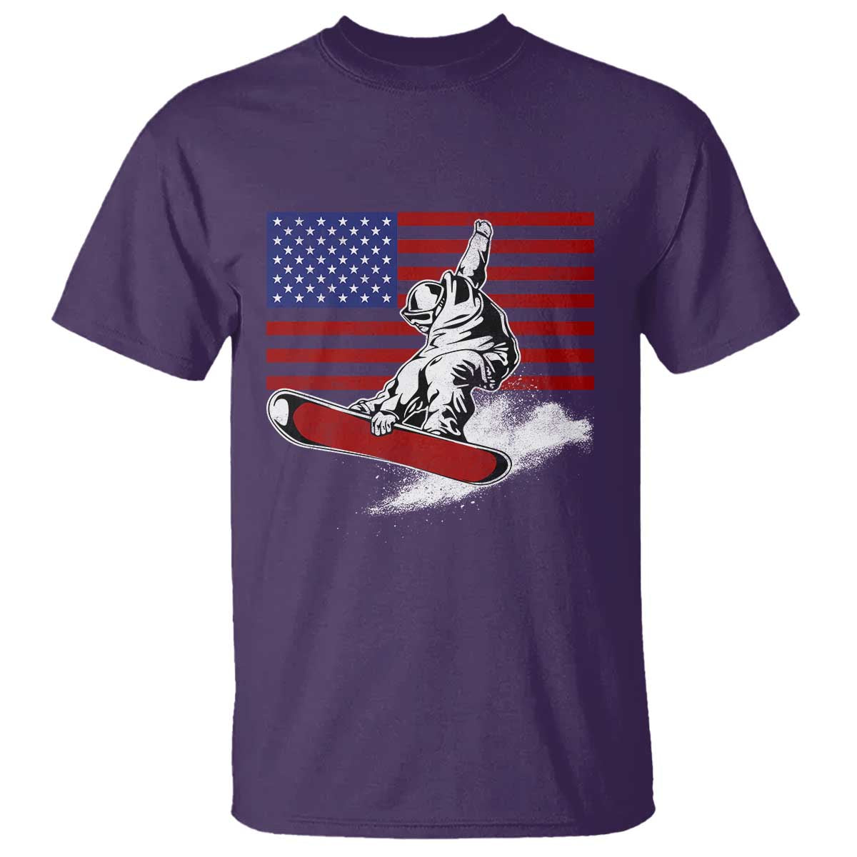 Funny Snowboarding Lover American Flag Winter Sport T Shirt TS11 Purple Print Your Wear