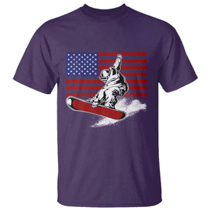 Funny Snowboarding Lover American Flag Winter Sport T Shirt TS11 Purple Print Your Wear