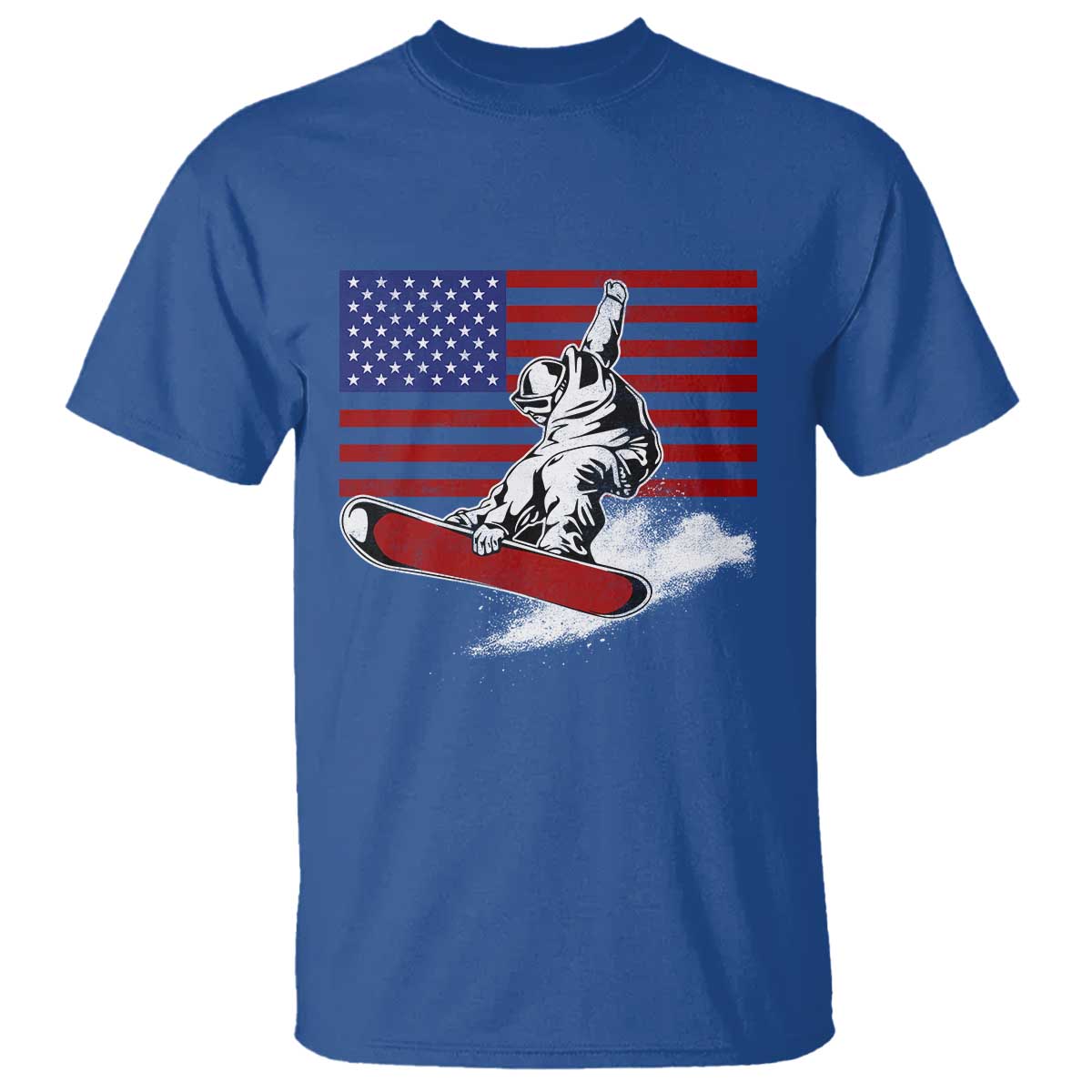 Funny Snowboarding Lover American Flag Winter Sport T Shirt TS11 Royal Blue Print Your Wear