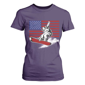 Funny Snowboarding Lover American Flag Winter Sport T Shirt For Women TS11 Purple Print Your Wear