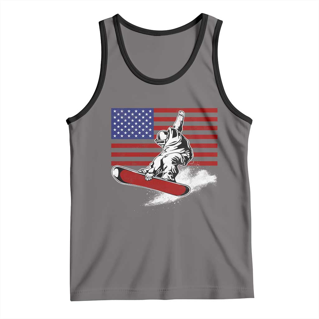 Funny Snowboarding Lover American Flag Winter Sport Tank Top TS11 Deep Heather Black Print Your Wear