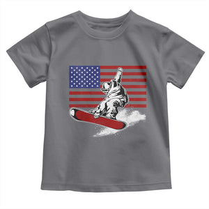 Funny Snowboarding Lover American Flag Winter Sport Toddler T Shirt TS11 Charcoal Print Your Wear