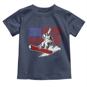 Funny Snowboarding Lover American Flag Winter Sport Toddler T Shirt TS11 Navy Print Your Wear