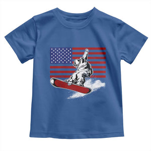 Funny Snowboarding Lover American Flag Winter Sport Toddler T Shirt TS11 Royal Blue Print Your Wear