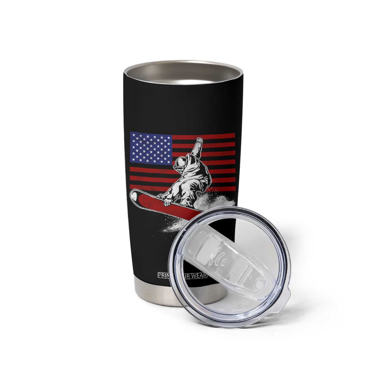 Funny Snowboarding Lover American Flag Winter Sport Tumbler Cup TS11 Print Your Wear