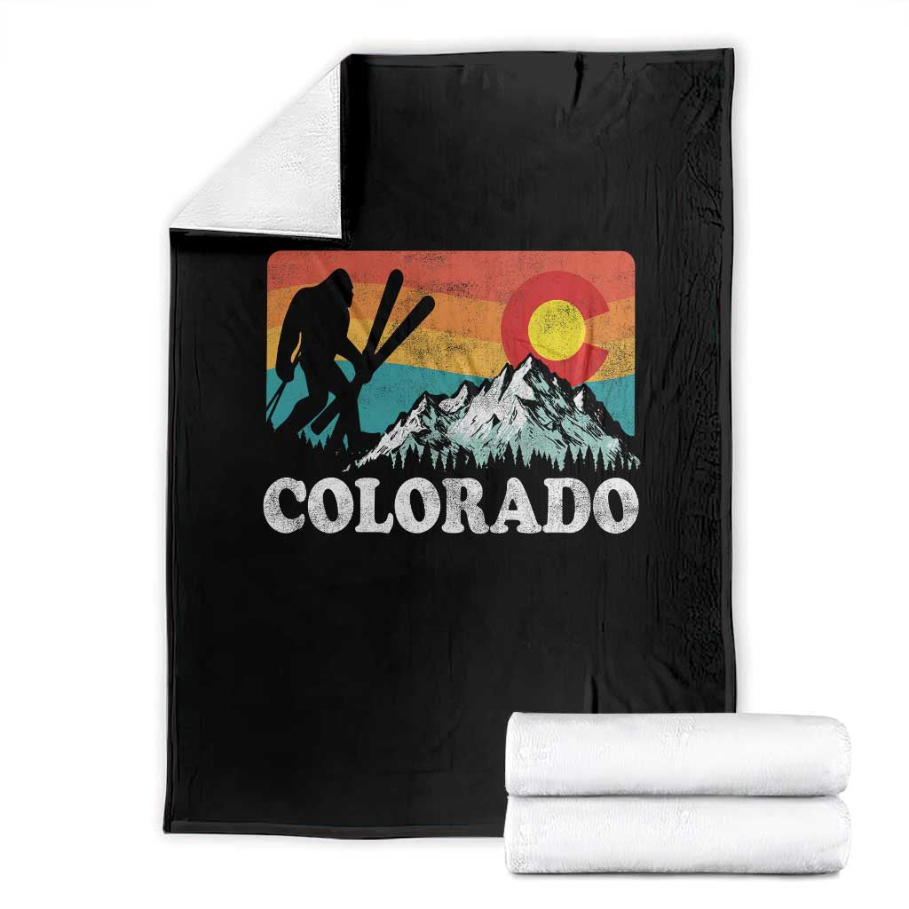 Funny Colorado Skiing Bigfoot Snow Mountain Winter Sport Throw Blanket TS11 Black Print Your Wear