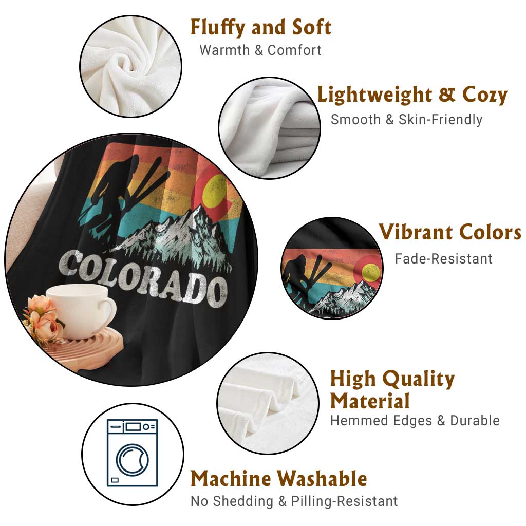 Funny Colorado Skiing Bigfoot Snow Mountain Winter Sport Throw Blanket TS11 Print Your Wear