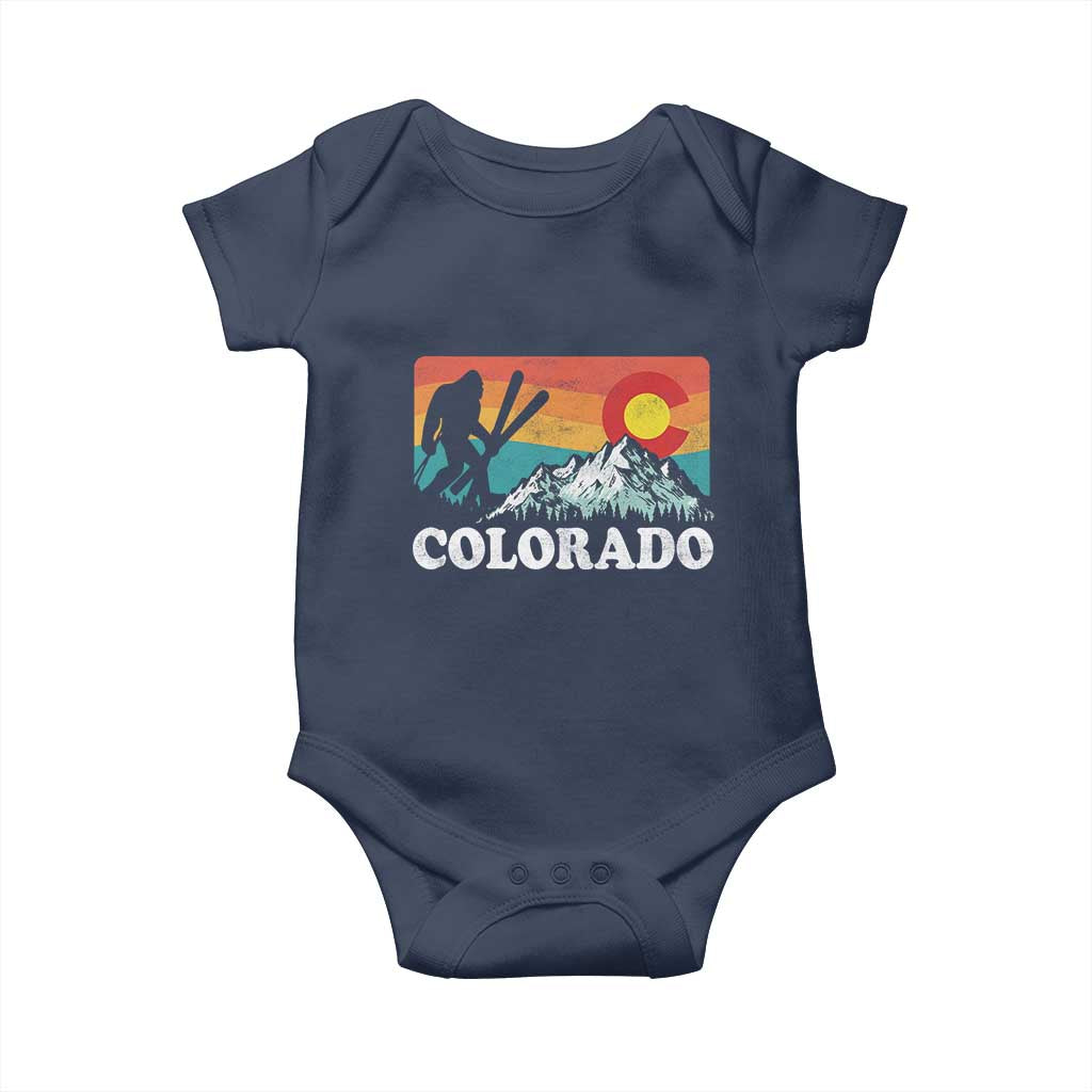 Funny Colorado Skiing Bigfoot Snow Mountain Winter Sport Baby Onesie TS11 Navy Print Your Wear