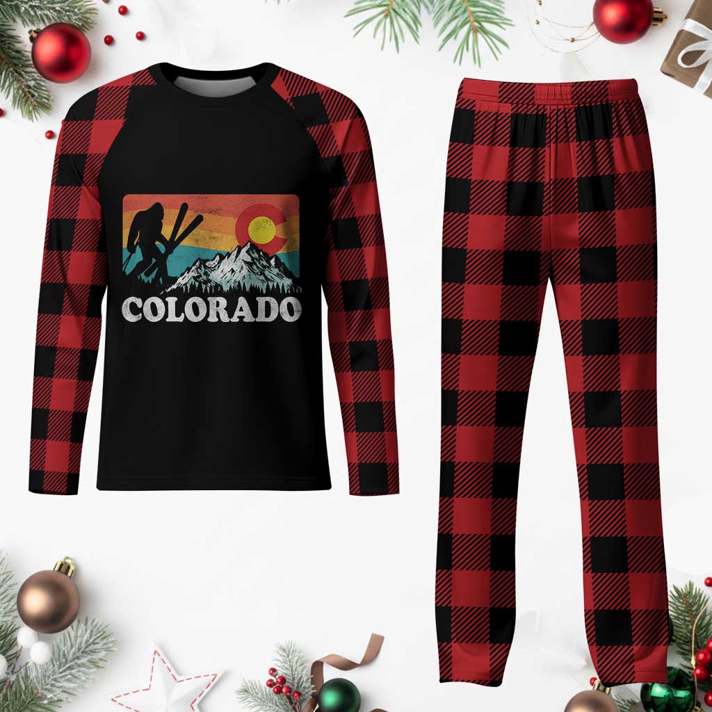 Funny Colorado Skiing Bigfoot Snow Mountain Winter Sport Plaid Pajama Set TS11 Buffalo Plaid Print Your Wear