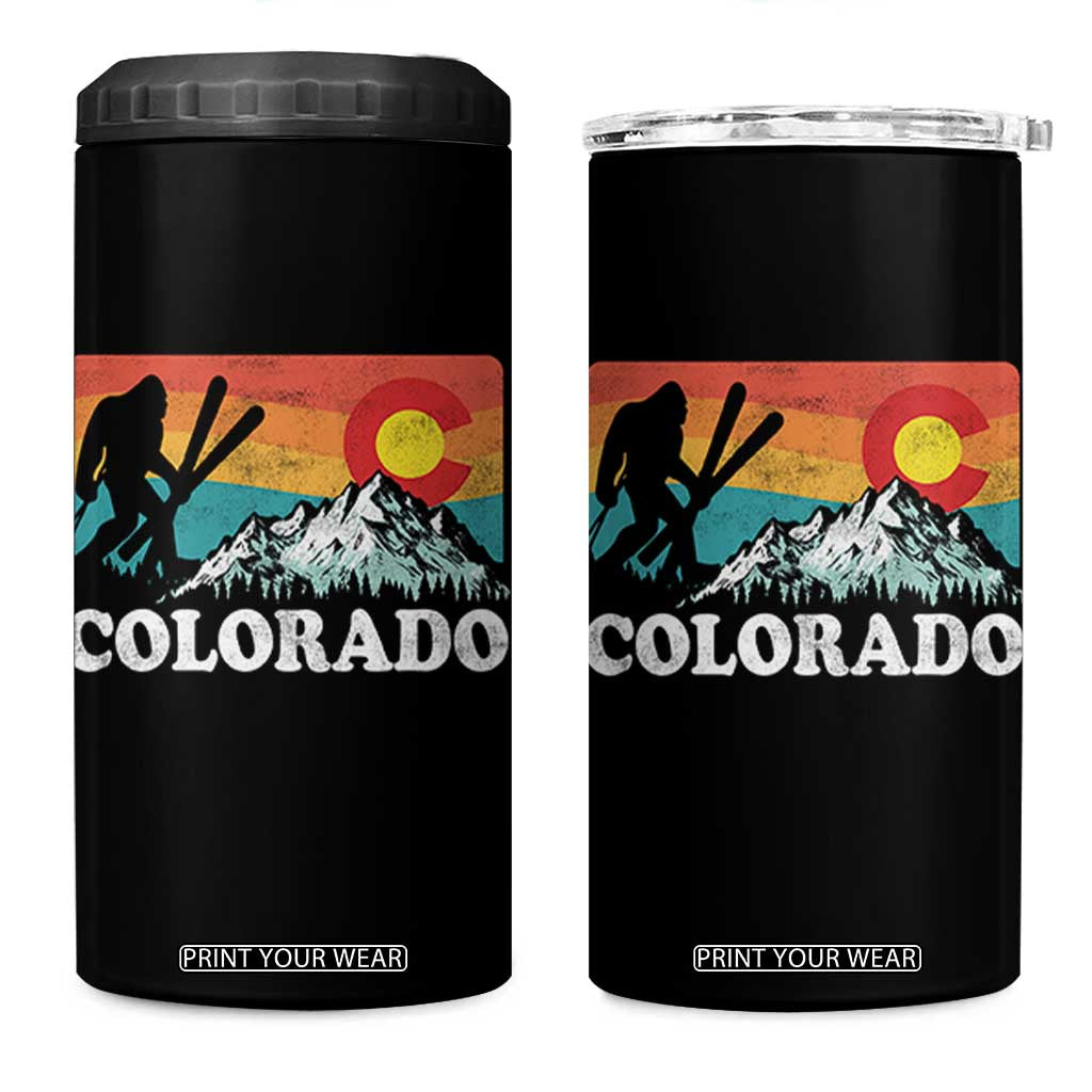 Funny Colorado Skiing Bigfoot Snow Mountain Winter Sport 4 in 1 Can Cooler Tumbler TS11 One Size: 16 oz Black Print Your Wear