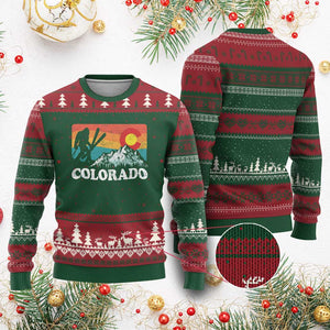 Funny Colorado Skiing Bigfoot Snow Mountain Winter Sport Ugly Christmas Sweater TS11 Red Green Print Your Wear