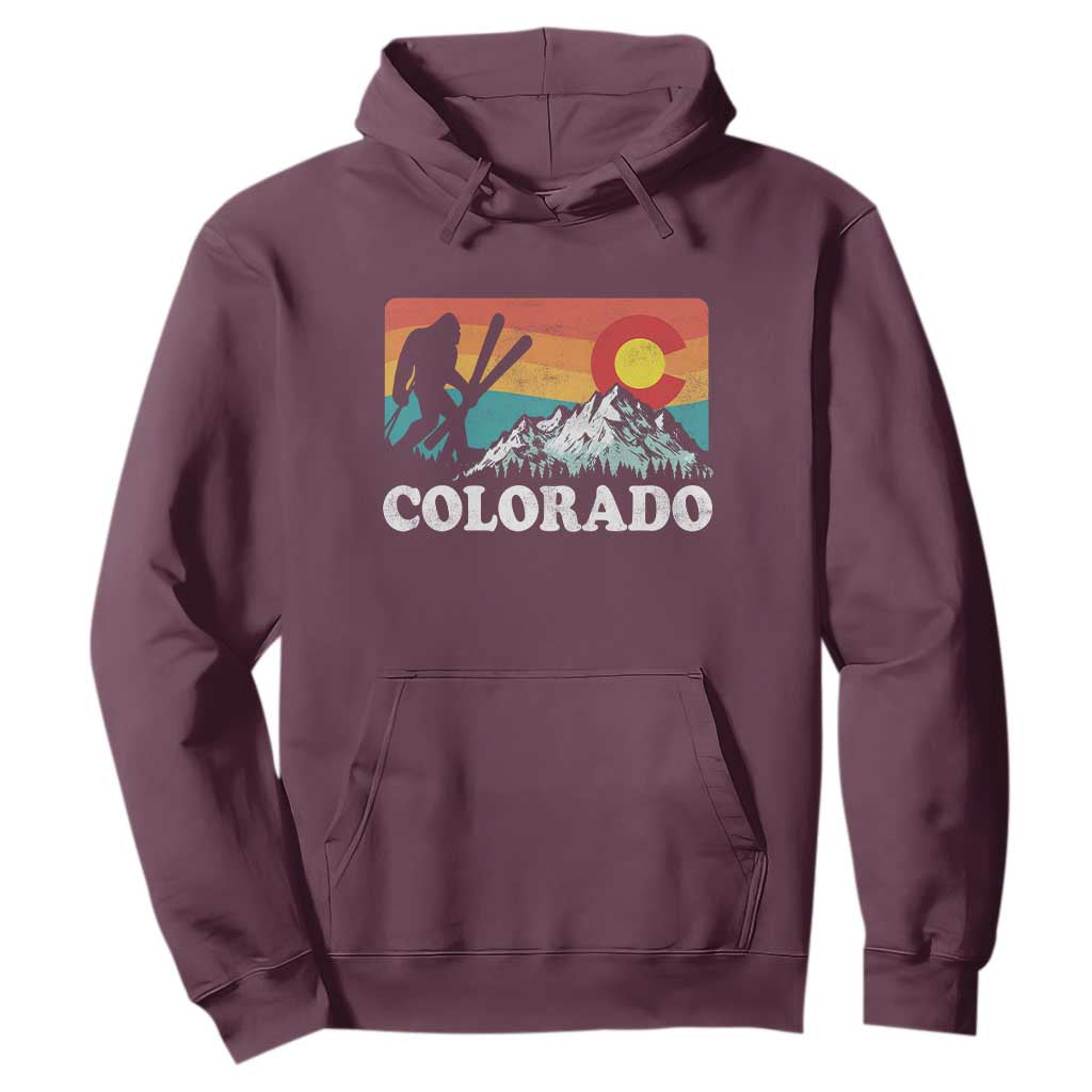 Funny Colorado Skiing Bigfoot Snow Mountain Winter Sport Hoodie TS11 Maroon Print Your Wear
