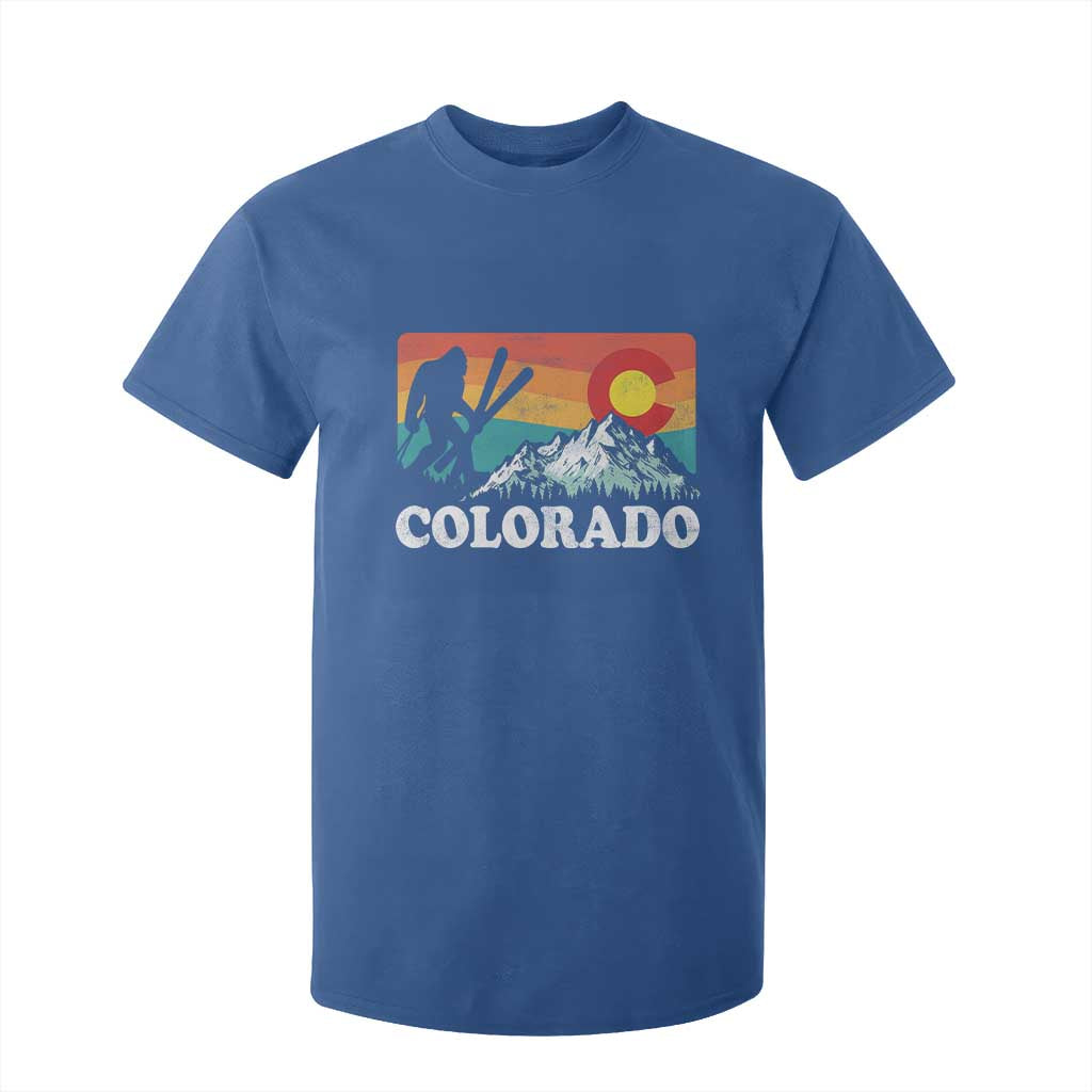 Funny Colorado Skiing Bigfoot Snow Mountain Winter Sport T Shirt For Kid TS11 Royal Blue Print Your Wear