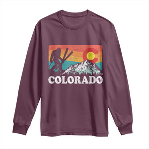 Funny Colorado Skiing Bigfoot Snow Mountain Winter Sport Long Sleeve Shirt TS11 Maroon Print Your Wear