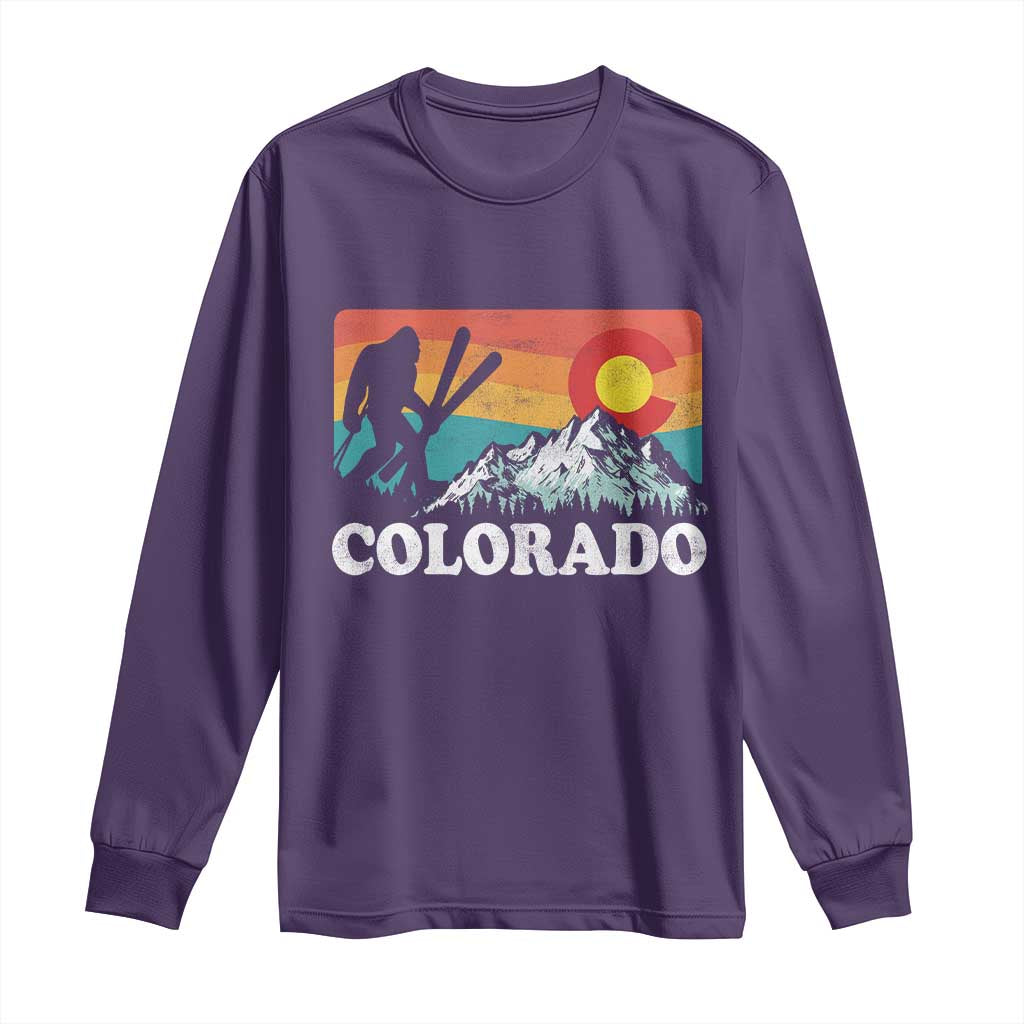 Funny Colorado Skiing Bigfoot Snow Mountain Winter Sport Long Sleeve Shirt TS11 Purple Print Your Wear