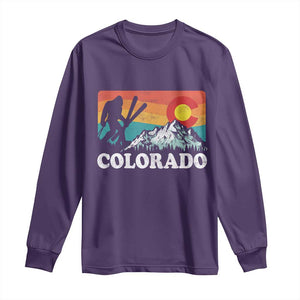 Funny Colorado Skiing Bigfoot Snow Mountain Winter Sport Long Sleeve Shirt TS11 Purple Print Your Wear