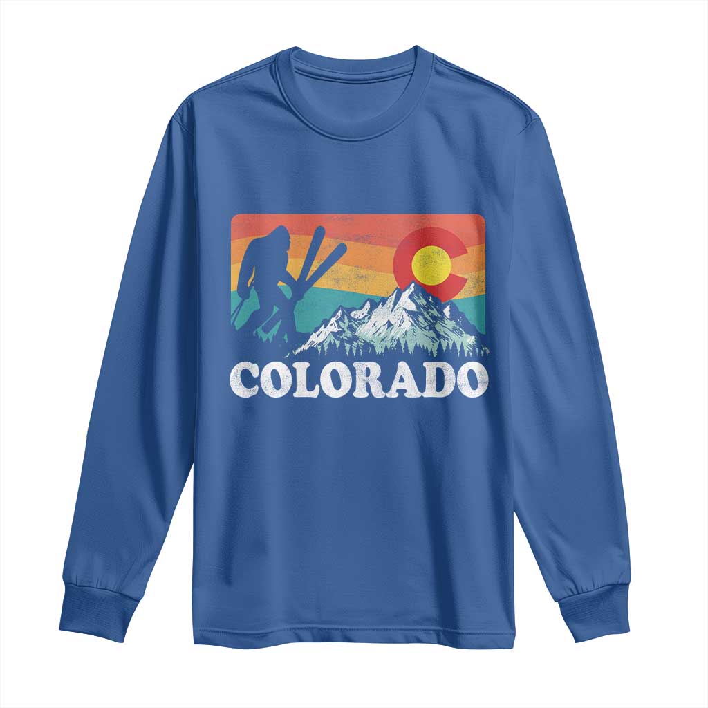 Funny Colorado Skiing Bigfoot Snow Mountain Winter Sport Long Sleeve Shirt TS11 Royal Blue Print Your Wear
