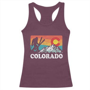 Funny Colorado Skiing Bigfoot Snow Mountain Winter Sport Racerback Tank Top TS11 Maroon Print Your Wear
