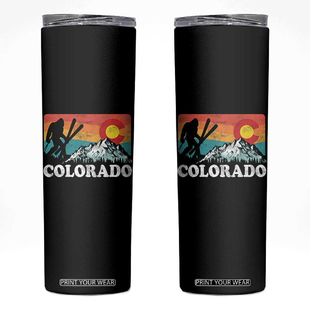 Funny Colorado Skiing Bigfoot Snow Mountain Winter Sport Skinny Tumbler TS11 Black Print Your Wear