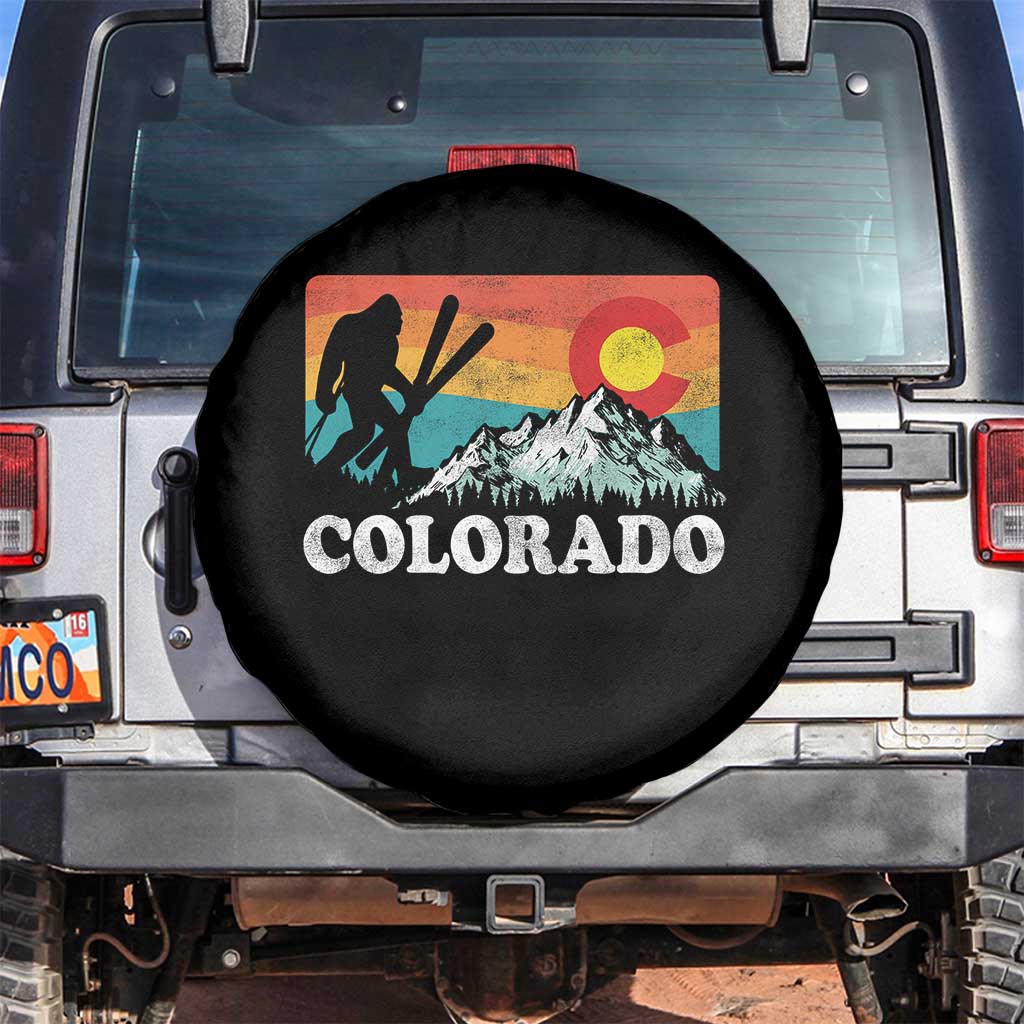 Funny Colorado Skiing Bigfoot Snow Mountain Winter Sport Spare Tire Cover TS11 No hole Black Print Your Wear