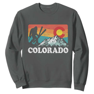 Funny Colorado Skiing Bigfoot Snow Mountain Winter Sport Sweatshirt TS11 Dark Heather Print Your Wear