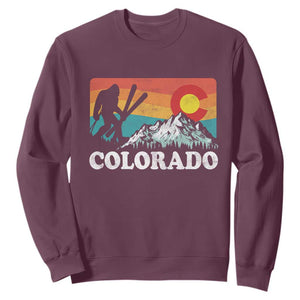 Funny Colorado Skiing Bigfoot Snow Mountain Winter Sport Sweatshirt TS11 Maroon Print Your Wear