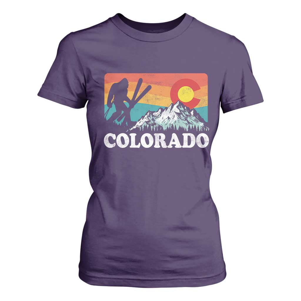 Funny Colorado Skiing Bigfoot Snow Mountain Winter Sport T Shirt For Women TS11 Purple Print Your Wear
