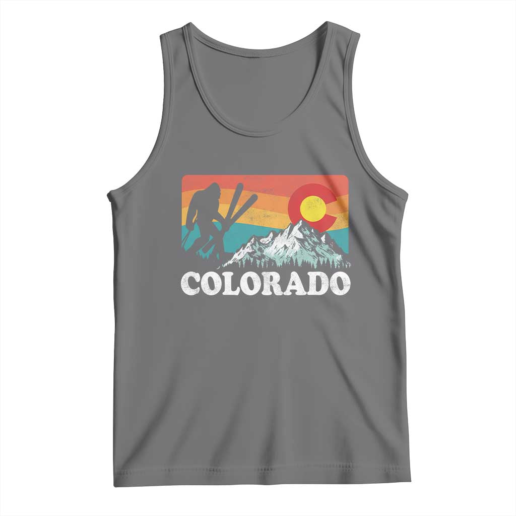 Funny Colorado Skiing Bigfoot Snow Mountain Winter Sport Tank Top TS11 Black Heather Print Your Wear