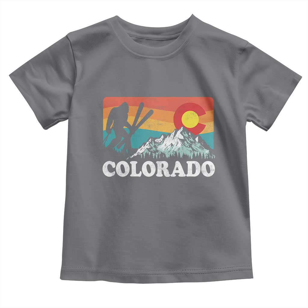 Funny Colorado Skiing Bigfoot Snow Mountain Winter Sport Toddler T Shirt TS11 Charcoal Print Your Wear