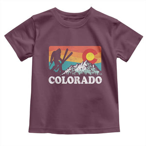 Funny Colorado Skiing Bigfoot Snow Mountain Winter Sport Toddler T Shirt TS11 Maroon Print Your Wear