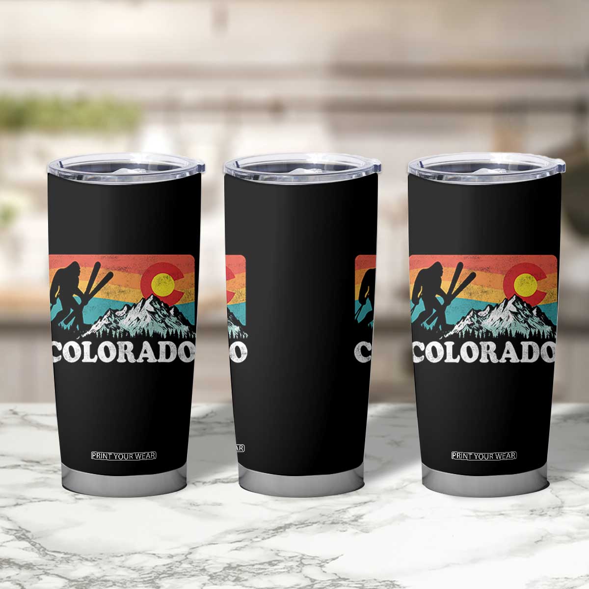 Funny Colorado Skiing Bigfoot Snow Mountain Winter Sport Tumbler Cup TS11 Print Your Wear