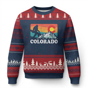 Funny Colorado Snowboarding Bigfoot Mountain Winter Sport Ugly Christmas Sweater TS11 Navy Red Print Your Wear