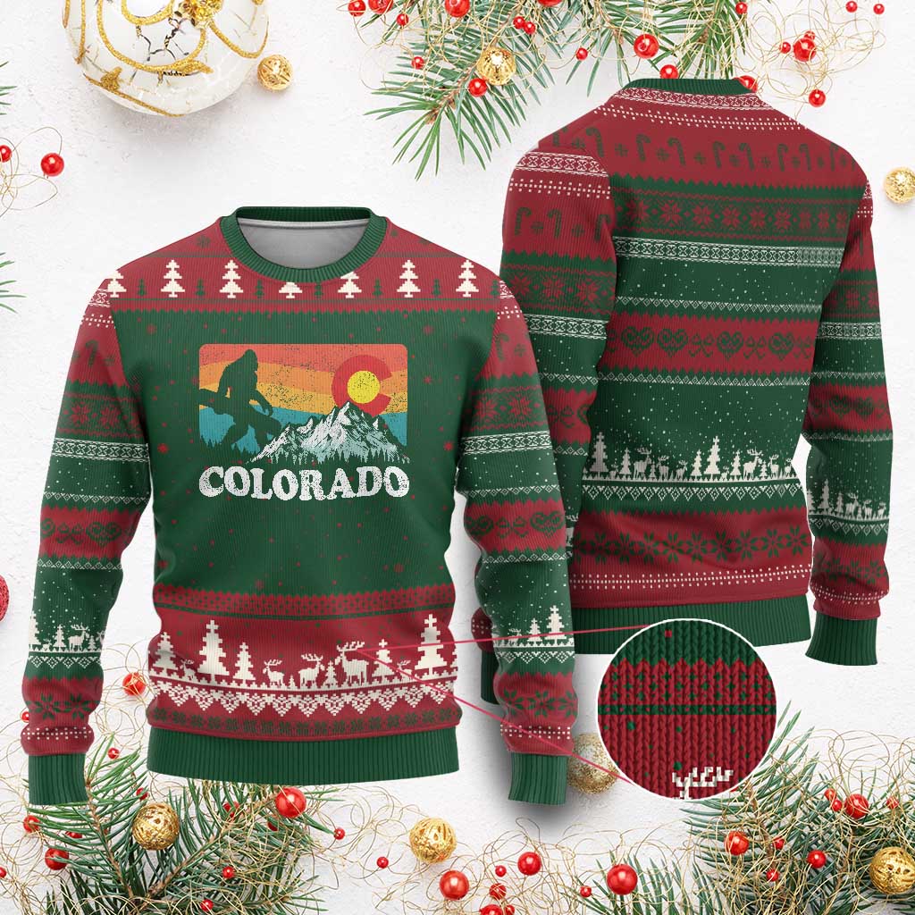 Funny Colorado Snowboarding Bigfoot Mountain Winter Sport Ugly Christmas Sweater TS11 Red Green Print Your Wear