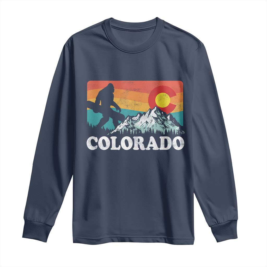 Funny Colorado Snowboarding Bigfoot Mountain Winter Sport Long Sleeve Shirt TS11 Navy Print Your Wear