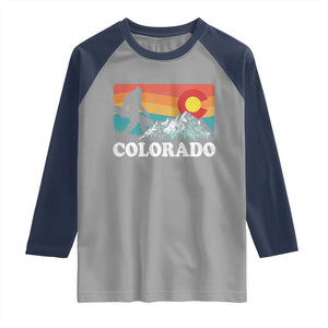 Funny Colorado Snowboarding Bigfoot Mountain Winter Sport Raglan Shirt TS11 Sport Gray Navy Print Your Wear