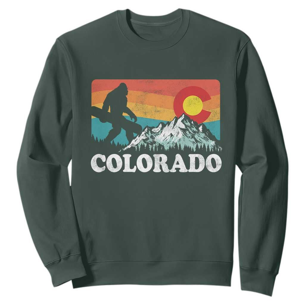Funny Colorado Snowboarding Bigfoot Mountain Winter Sport Sweatshirt TS11 Dark Forest Green Print Your Wear