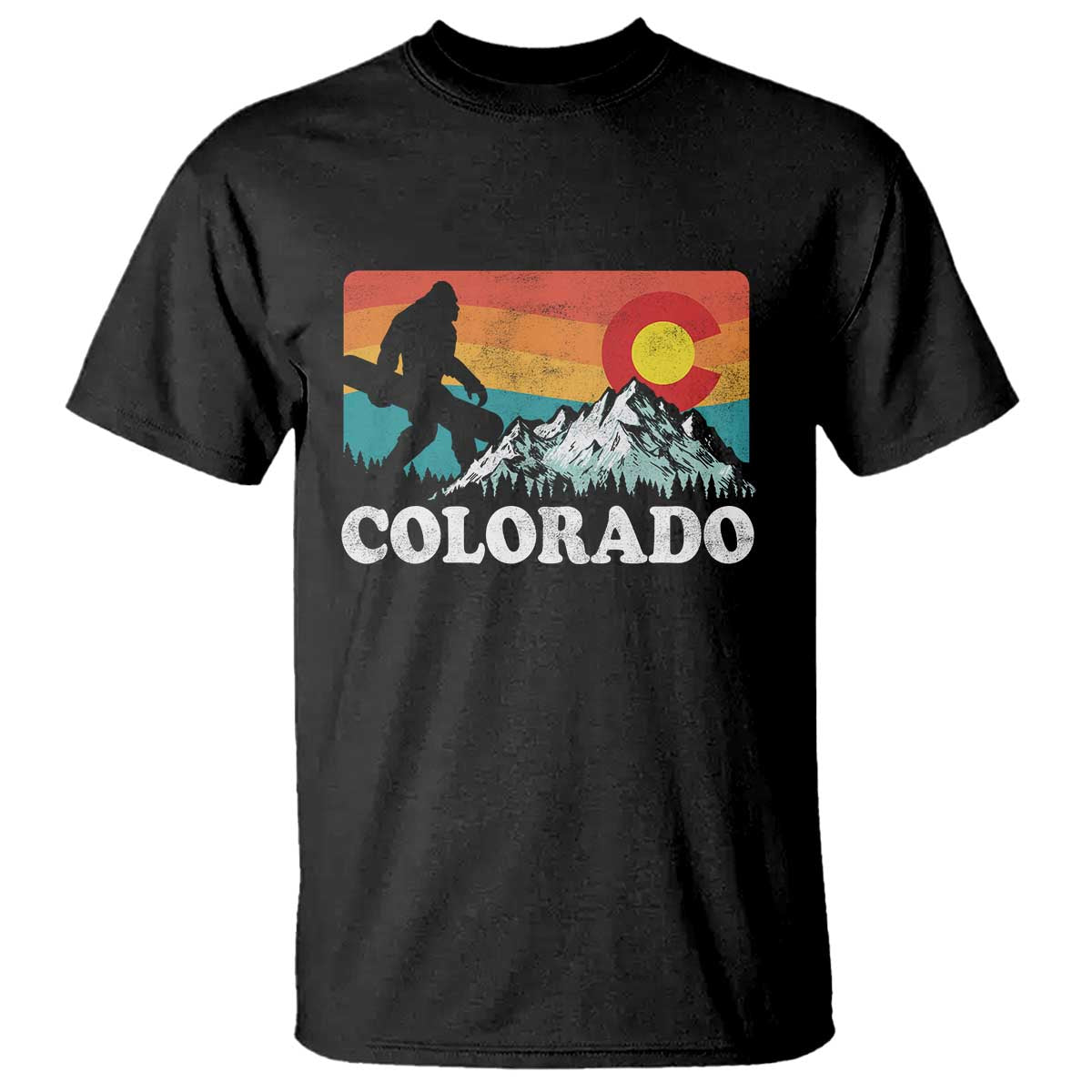 Funny Colorado Snowboarding Bigfoot Mountain Winter Sport T Shirt TS11 Black Print Your Wear