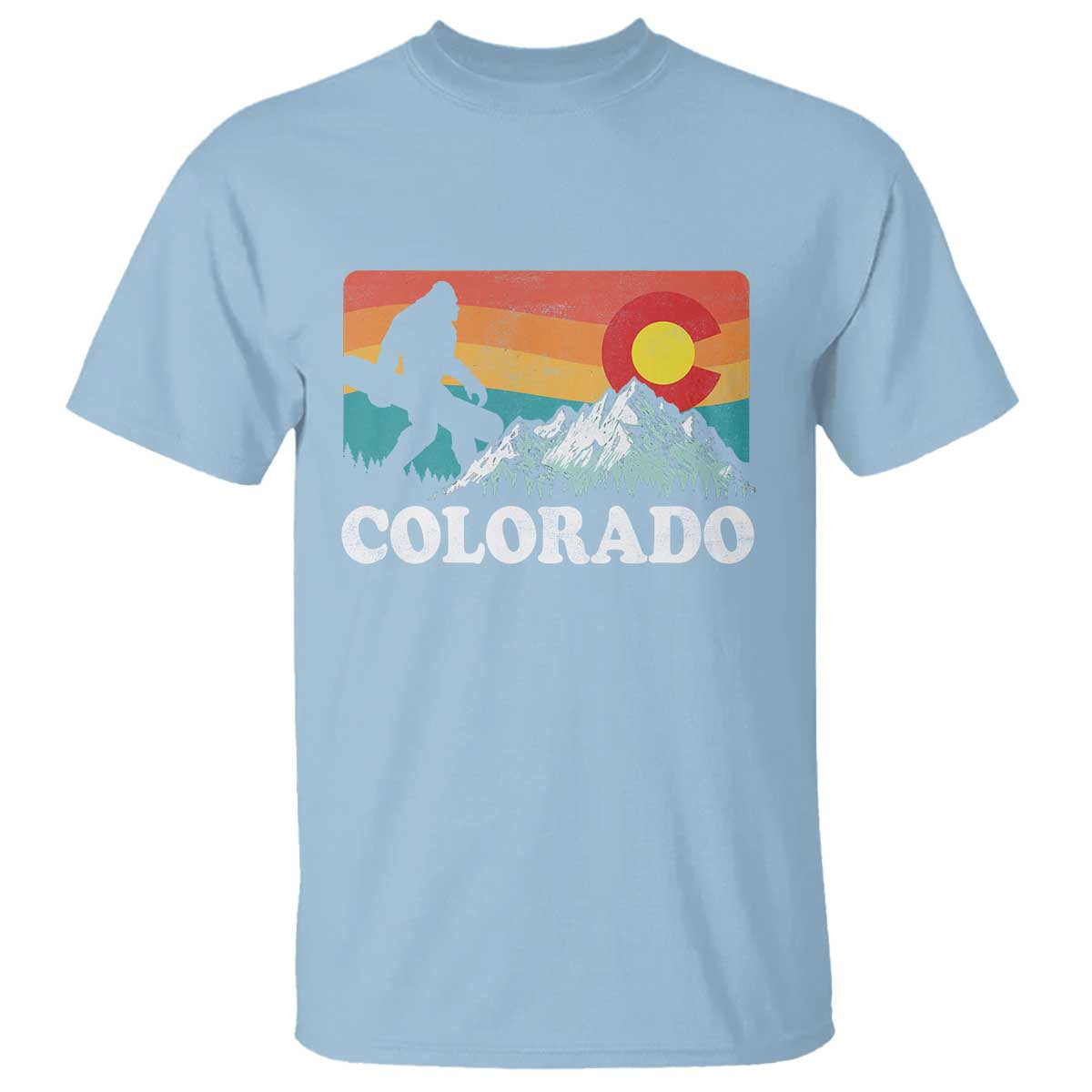 Funny Colorado Snowboarding Bigfoot Mountain Winter Sport T Shirt TS11 Light Blue Print Your Wear