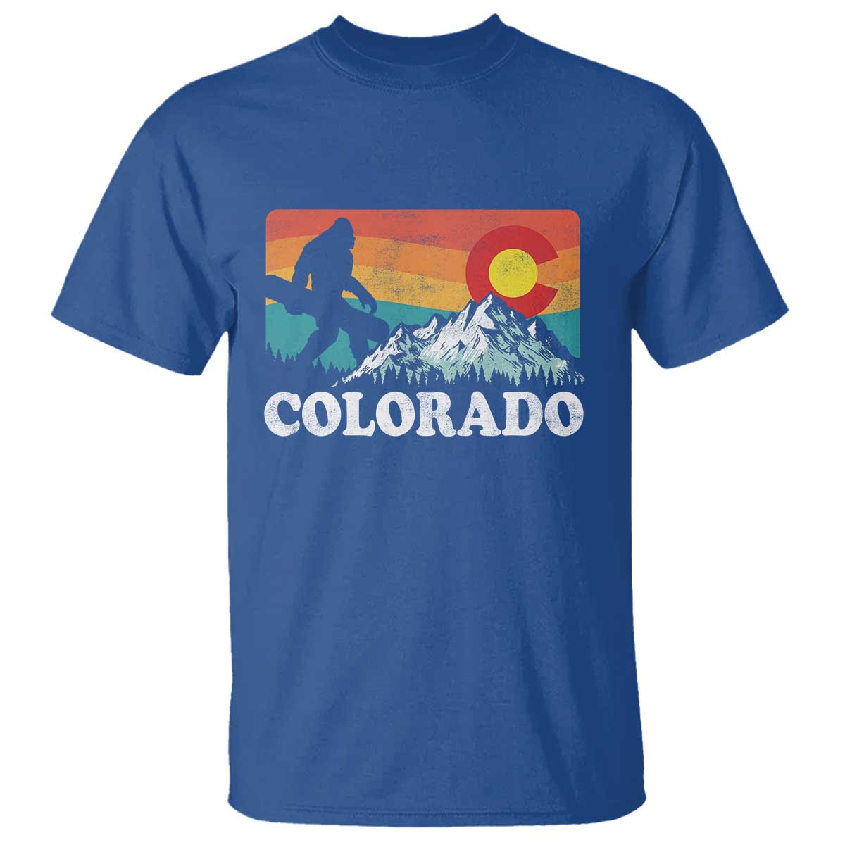 Funny Colorado Snowboarding Bigfoot Mountain Winter Sport T Shirt TS11 Royal Blue Print Your Wear